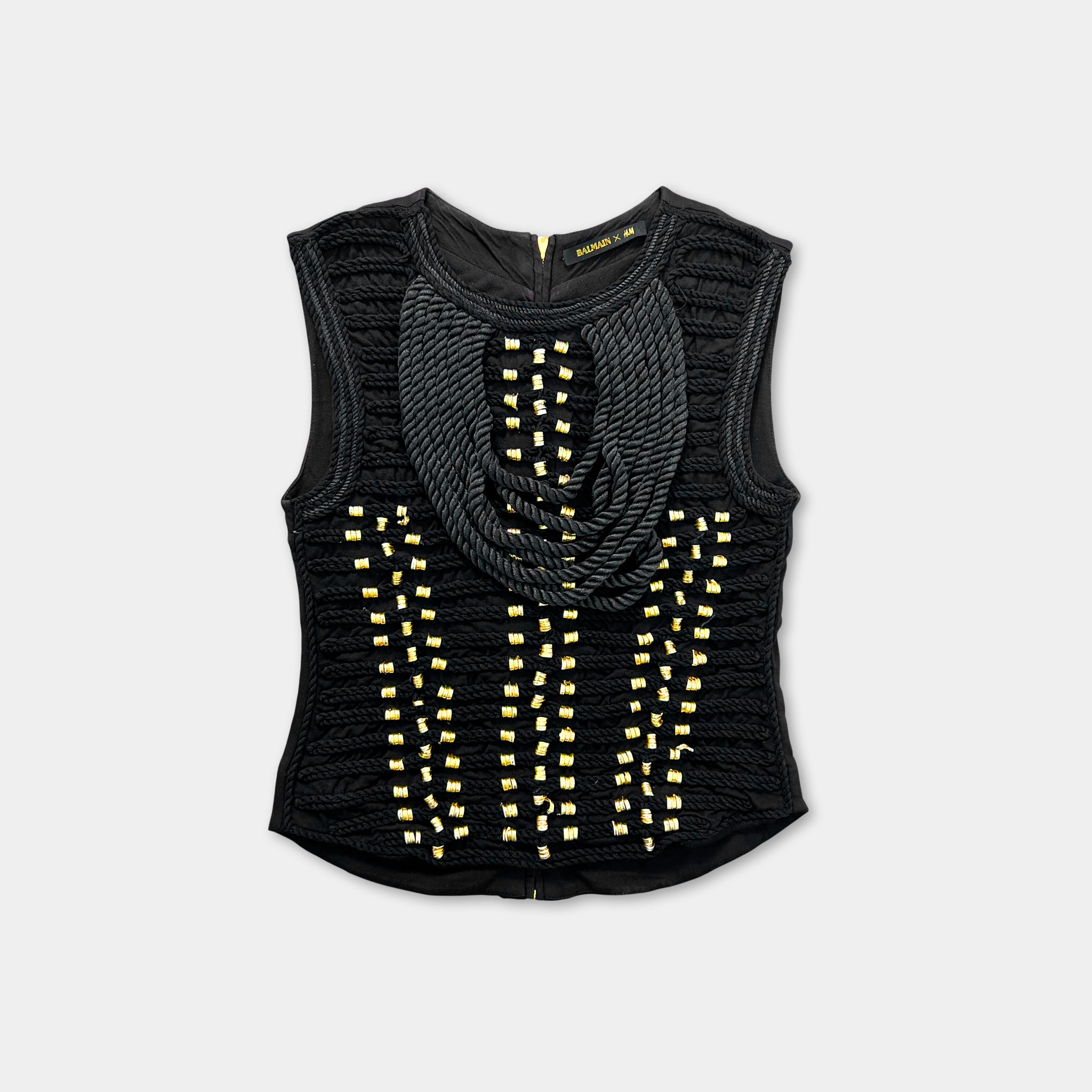 Balmain 2010s Naval Rock Black Sailor Style T-Shirt