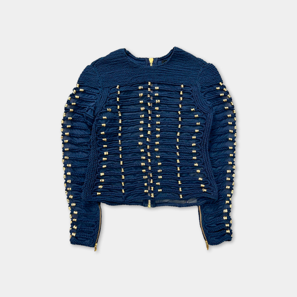 Balmain x H&M Navy Rope Gold Beaded Jacket