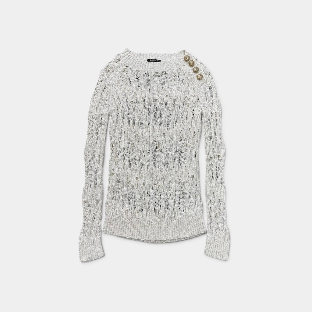 Balmain Olivier Rousteing Distressed Knit Sweater