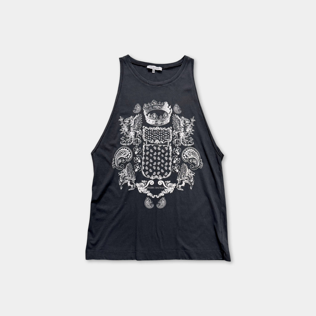 Pierre Balmain Black Crest Tank Top