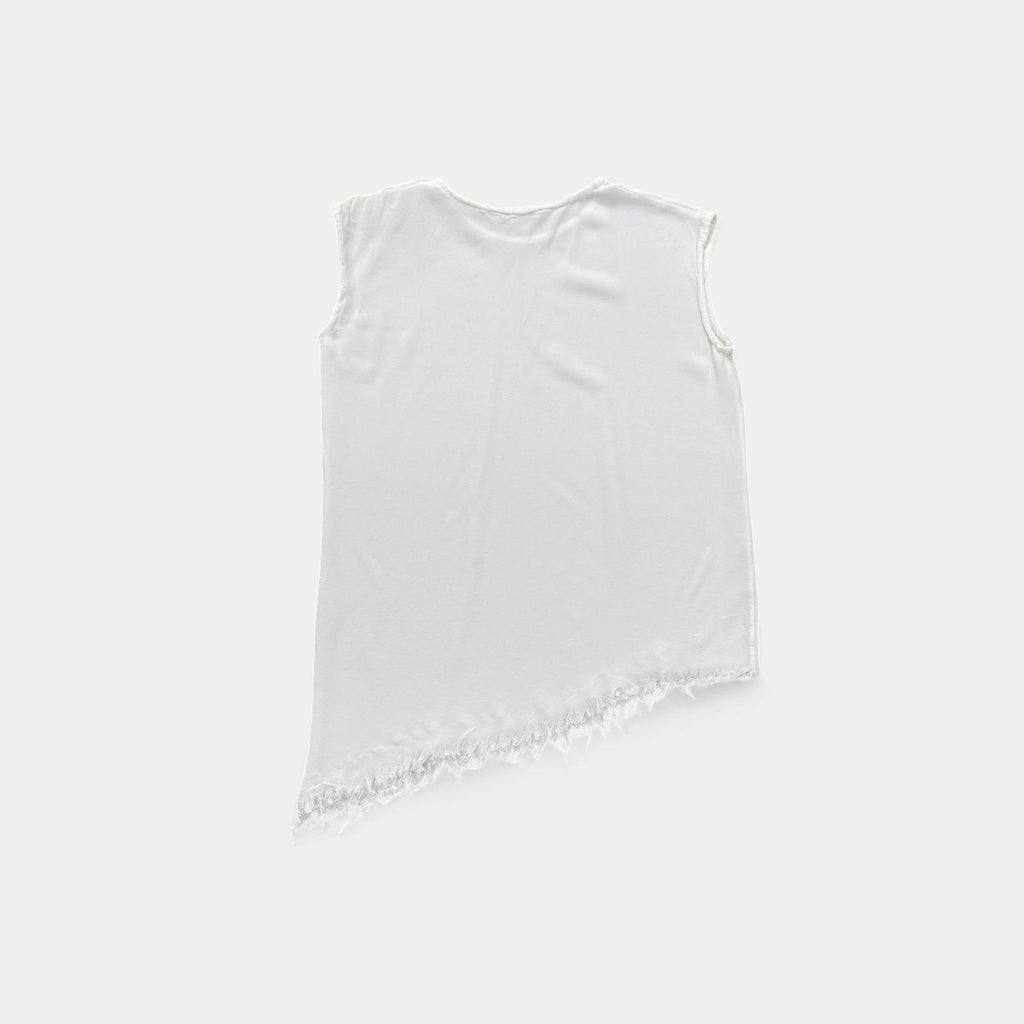 Balmain by Decarnin Distressed White Sleeveless Top