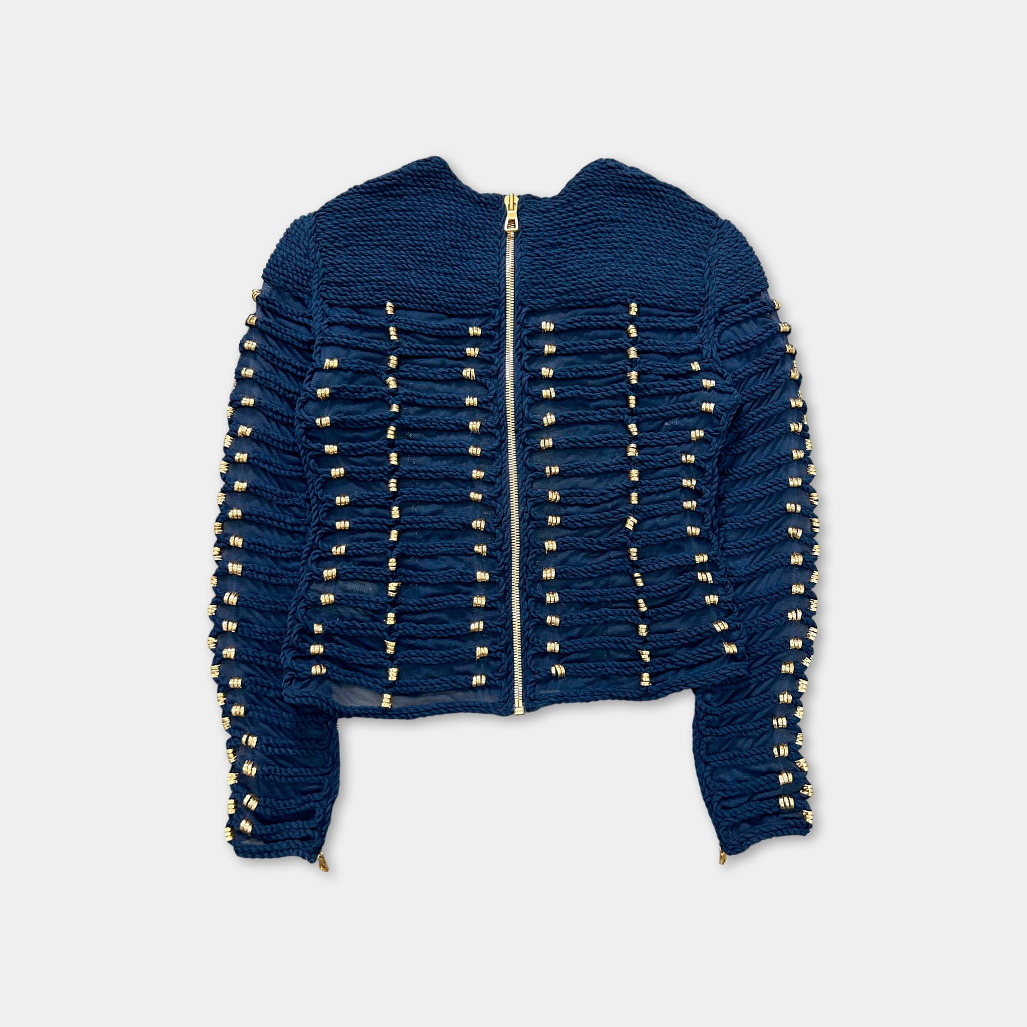 Balmain x H&M Navy Rope Gold Beaded Jacket