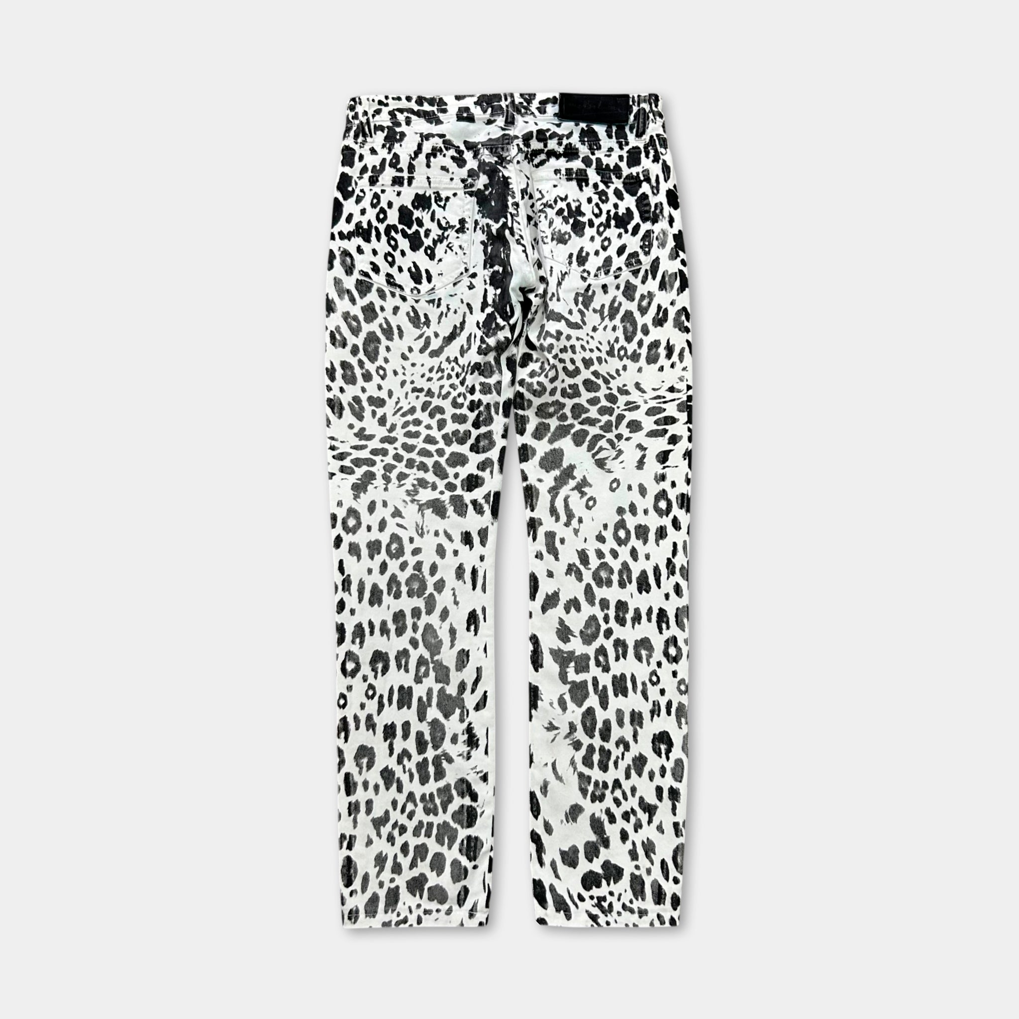 Pierre Balmain Black and White Animal Print Denim Pants