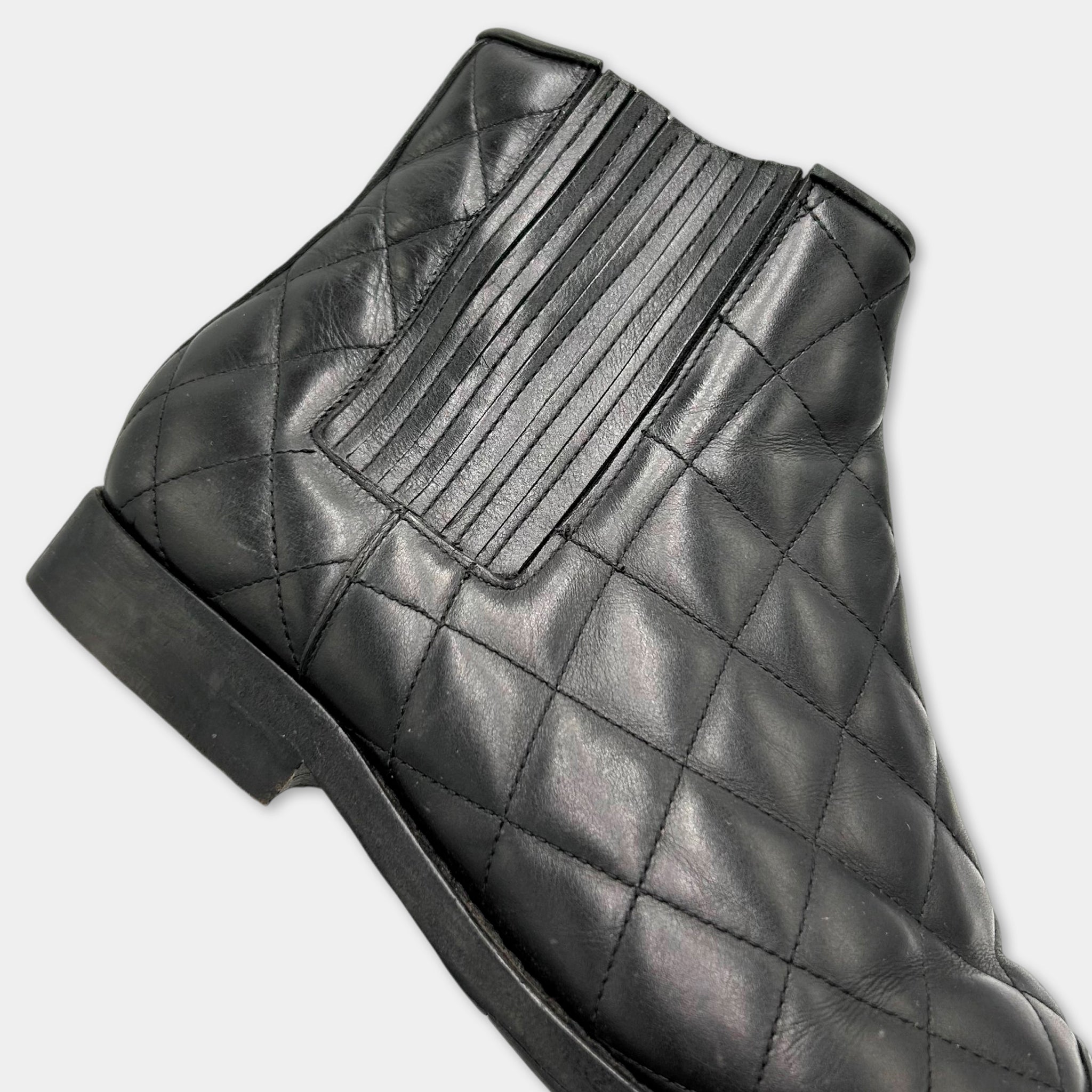 Balmain Quilted Leather Gold Toe-Cap Chelsea Boots