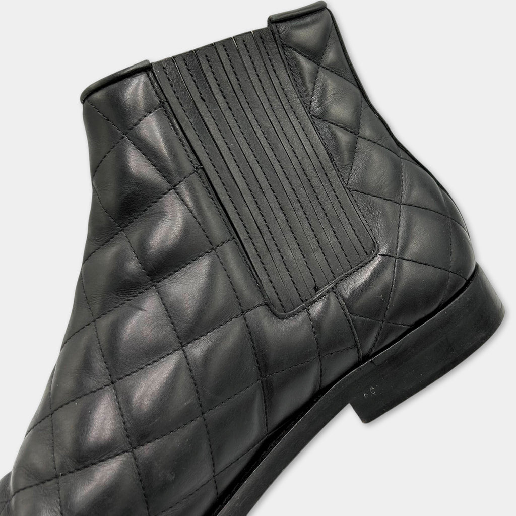 Balmain Quilted Leather Gold Toe-Cap Chelsea Boots