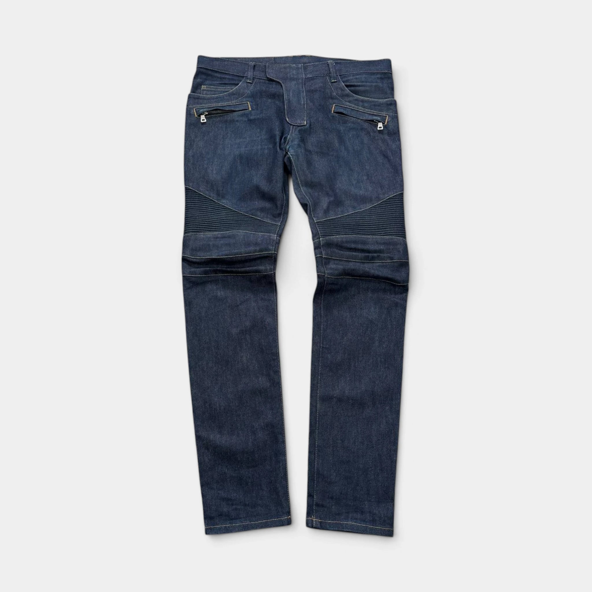Balmain 2015 Indigo Denim Biker Jeans