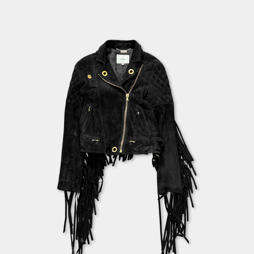 Pierre Balmain Suede Fringe Cowboy Biker Jacket