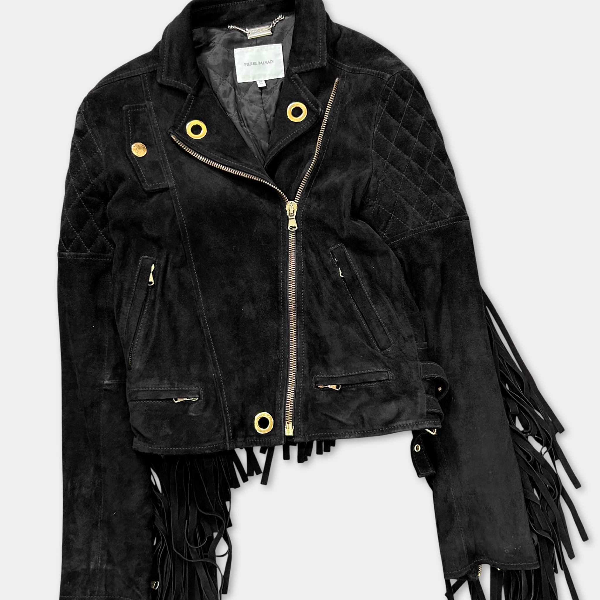 Pierre Balmain Suede Fringe Cowboy Biker Jacket