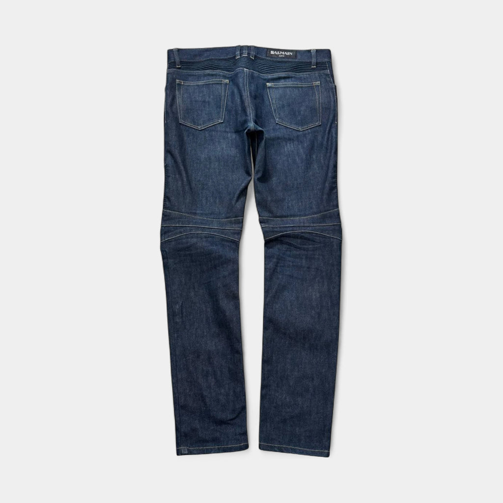 Balmain 2015 Indigo Denim Biker Jeans