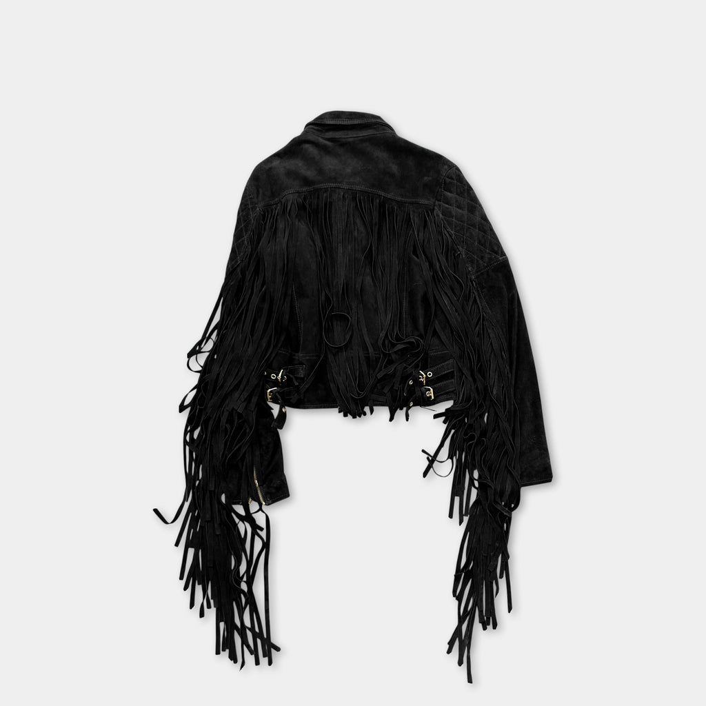 Pierre Balmain Suede Fringe Cowboy Biker Jacket