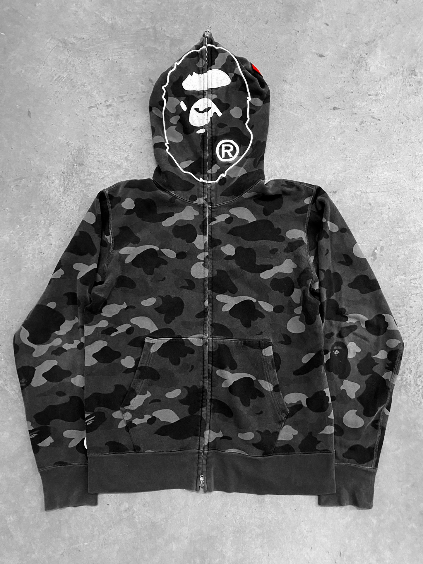 A Bathing Ape Grey Camo Zip-up Hoodie (M)