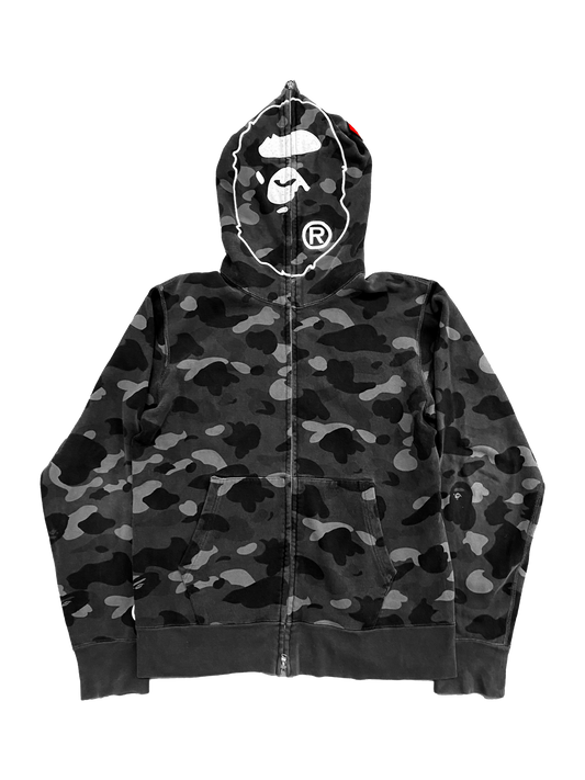 A Bathing Ape Grey Camo Zip-up Hoodie (M)