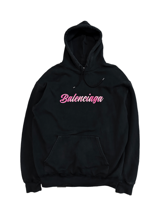 Balenciaga Pink Logo Cursive Hoodie (M)