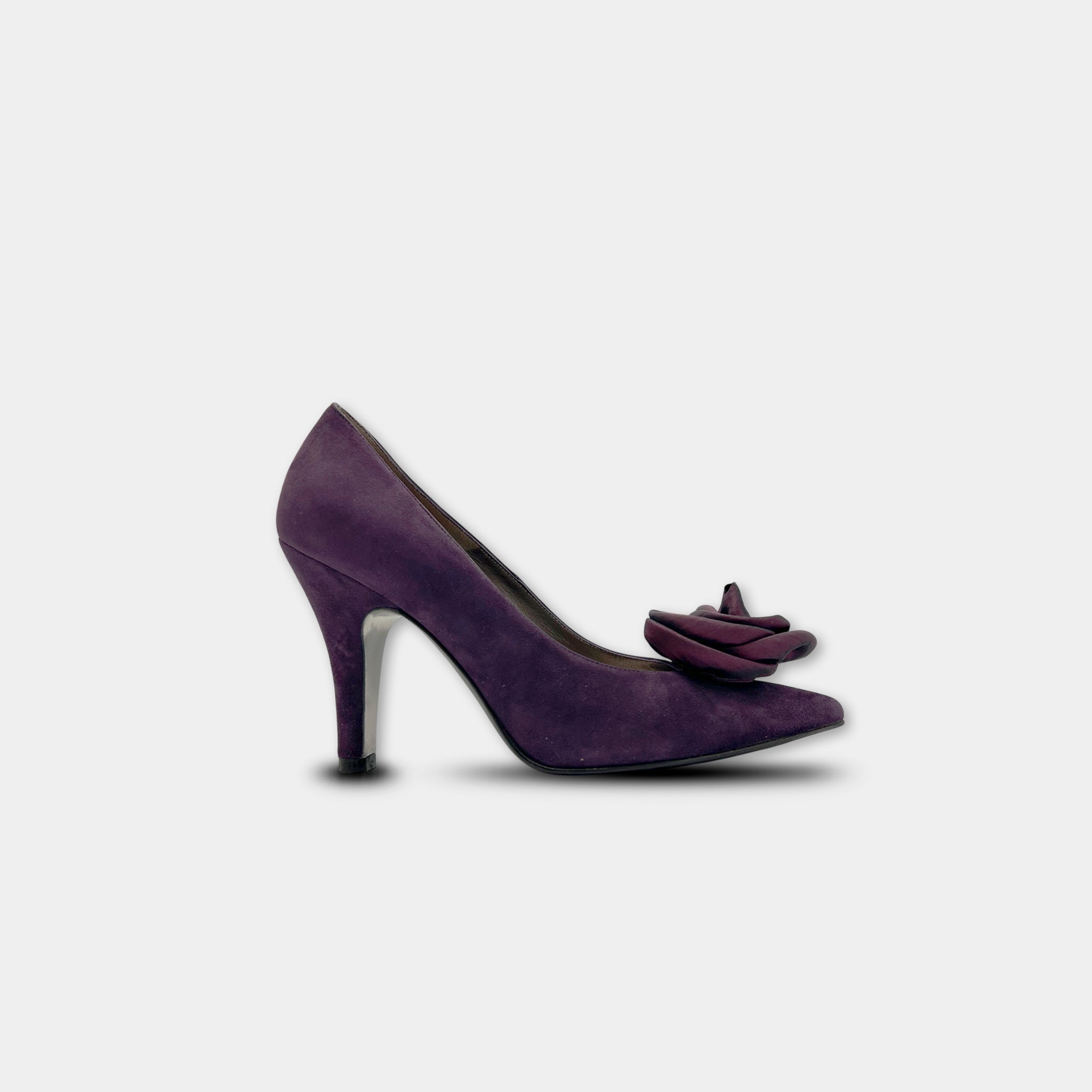 Balenciaga 2002 Purple Suede Rose Pumps
