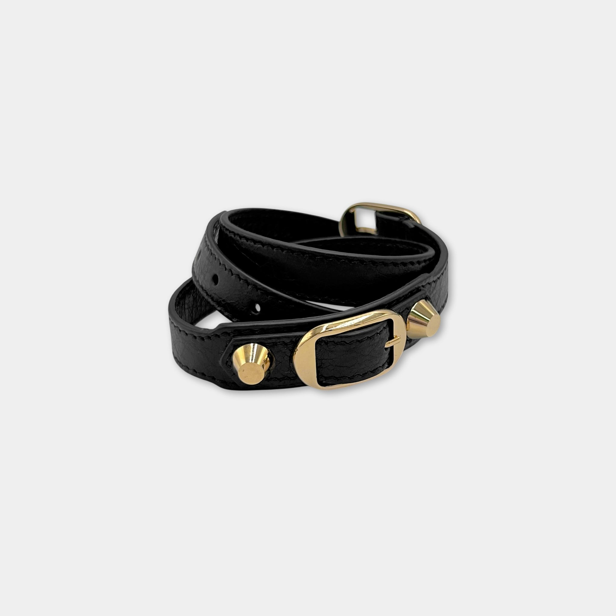 Balenciaga Black City Leather Bracelet