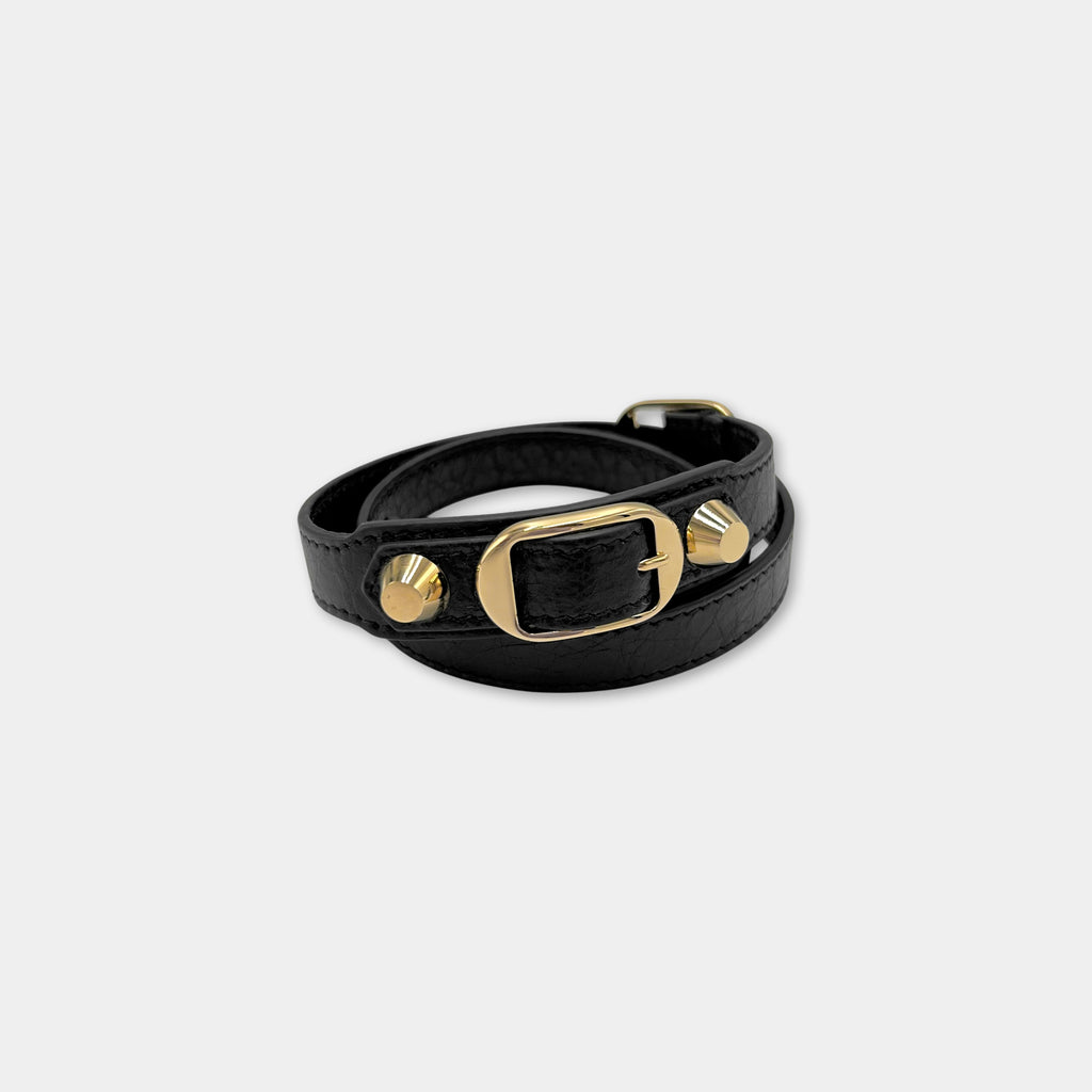 Balenciaga Black City Leather Bracelet