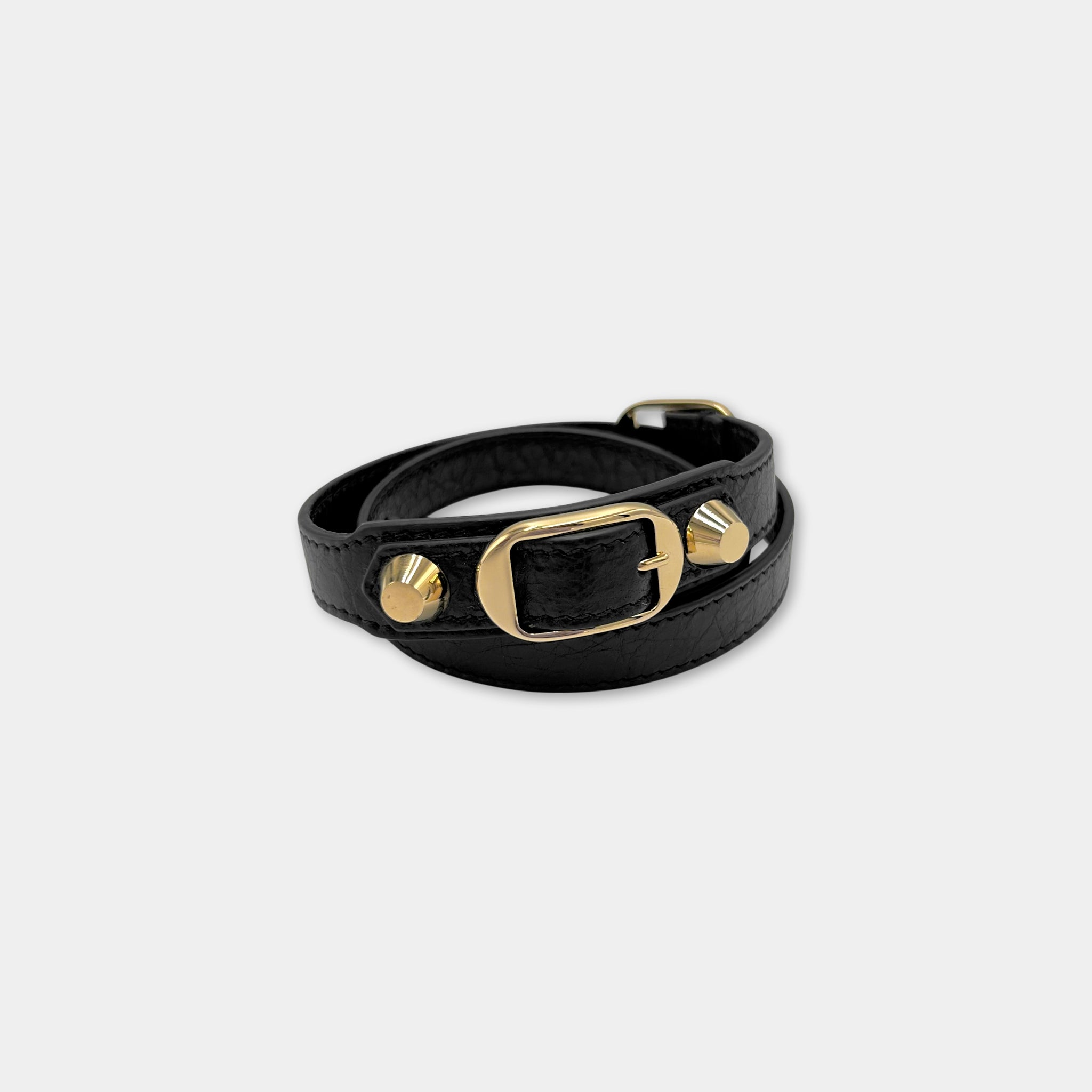 Balenciaga Black City Leather Bracelet