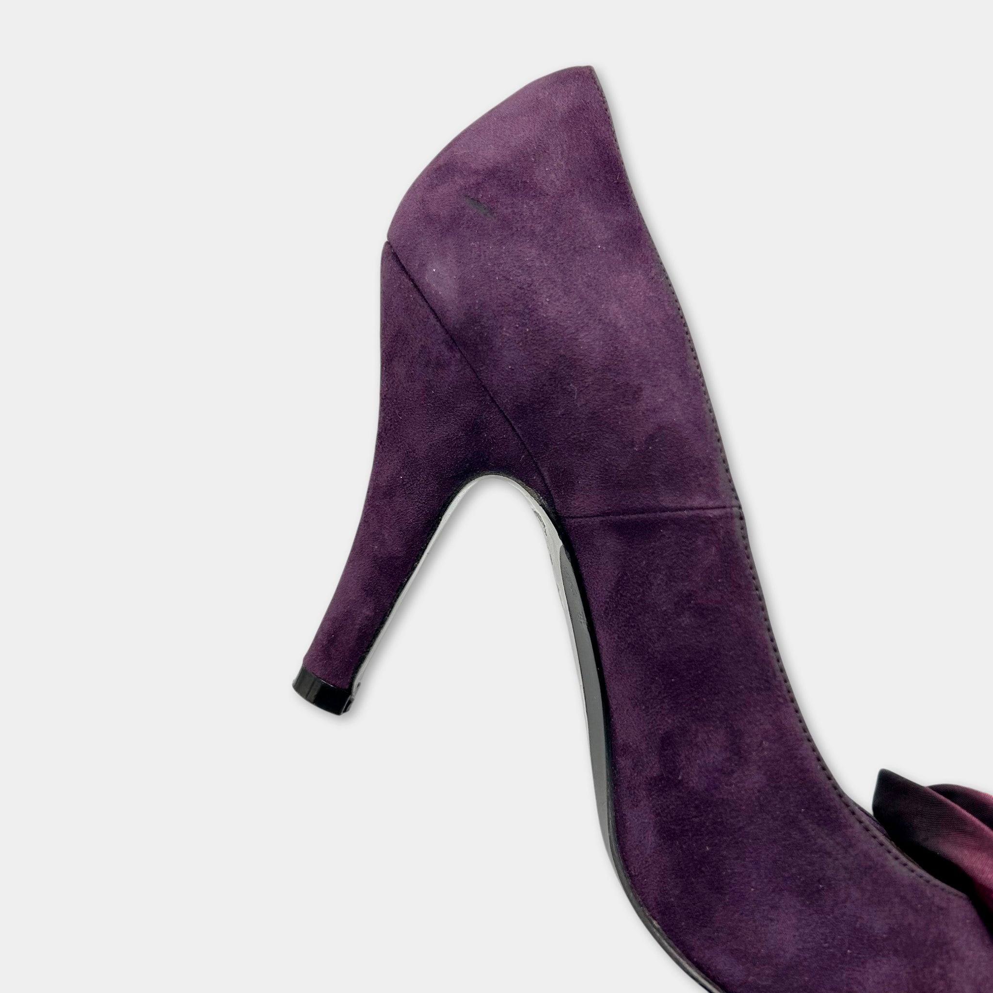 Balenciaga 2002 Purple Suede Rose Pumps by Nicolas Ghesquière