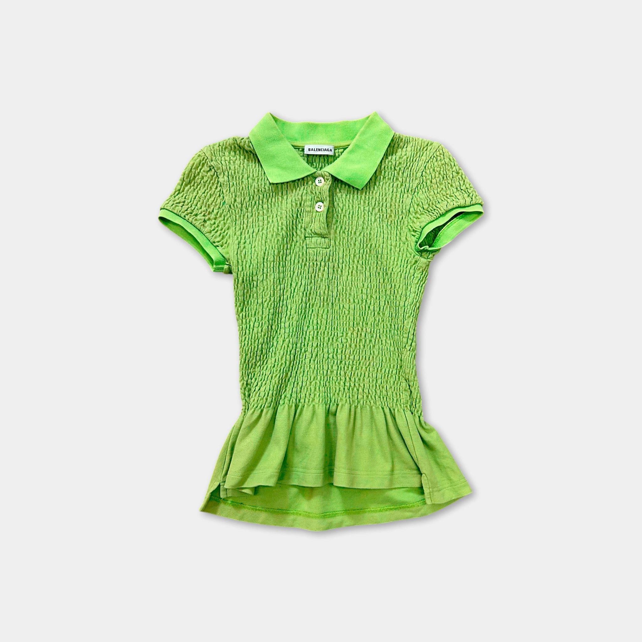 Balenciaga SS17 Smocked Piqué Polo Shirt