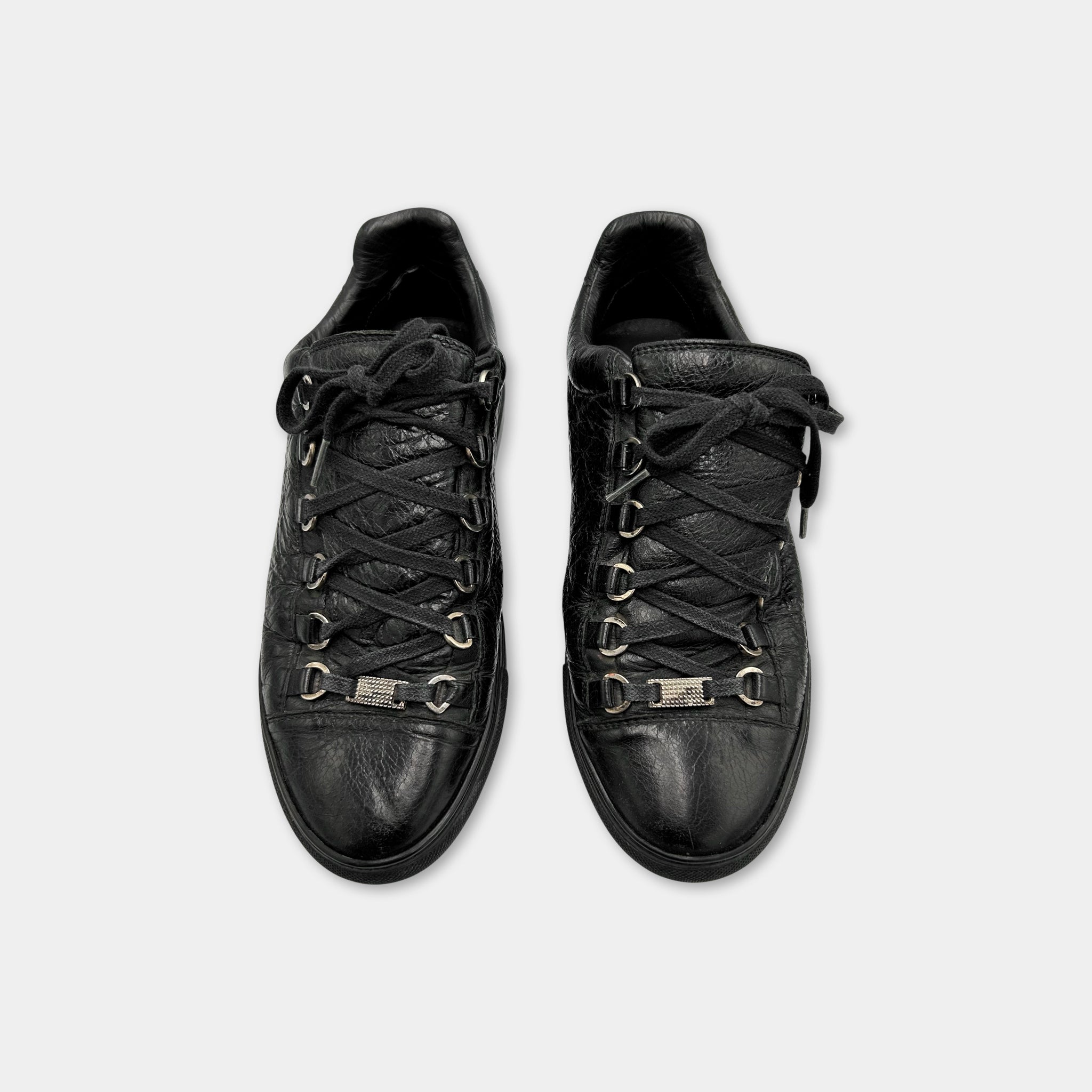 Balenciaga Arena Black Leather Low Top Sneakers