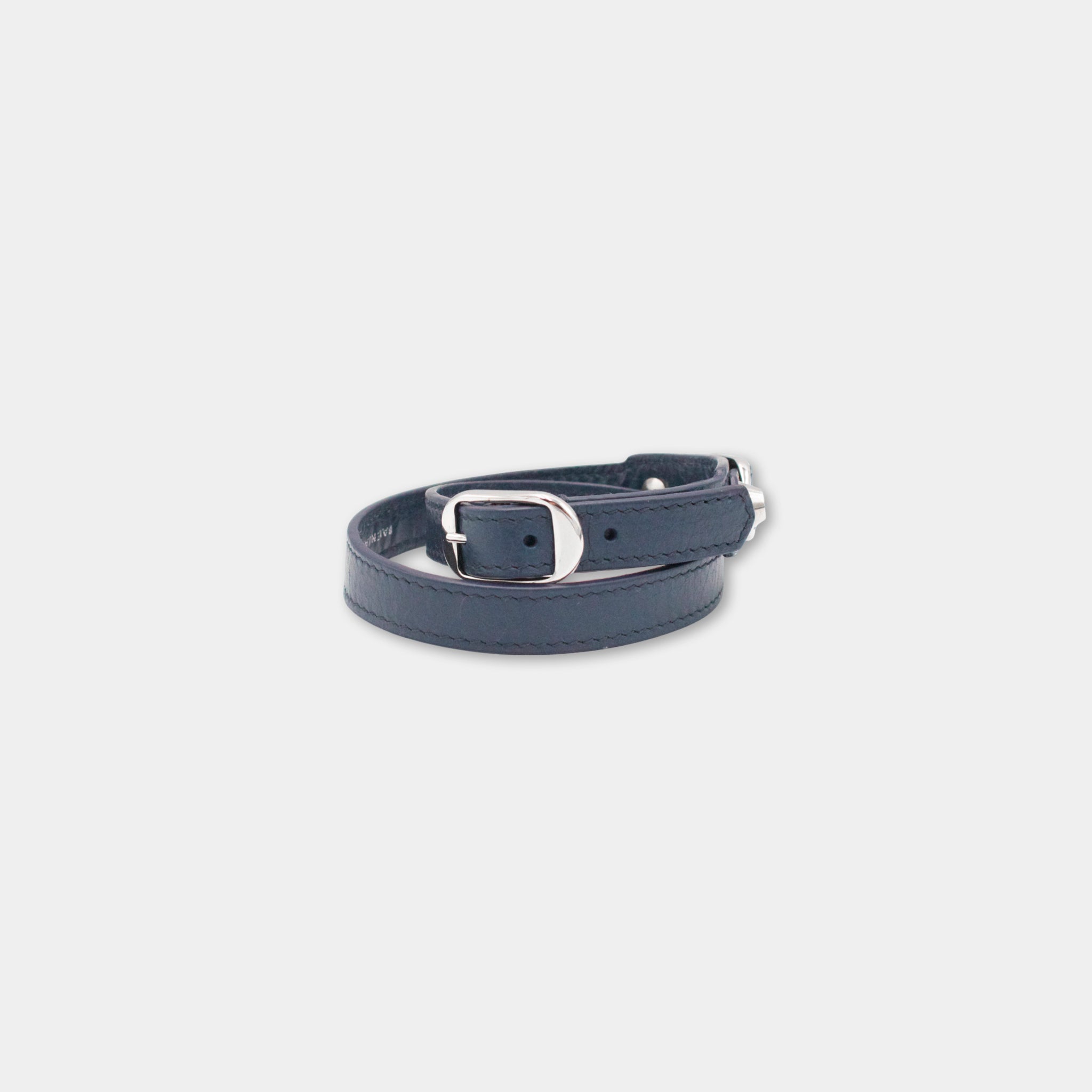 Balenciaga City Navy Studded Leather Bracelet