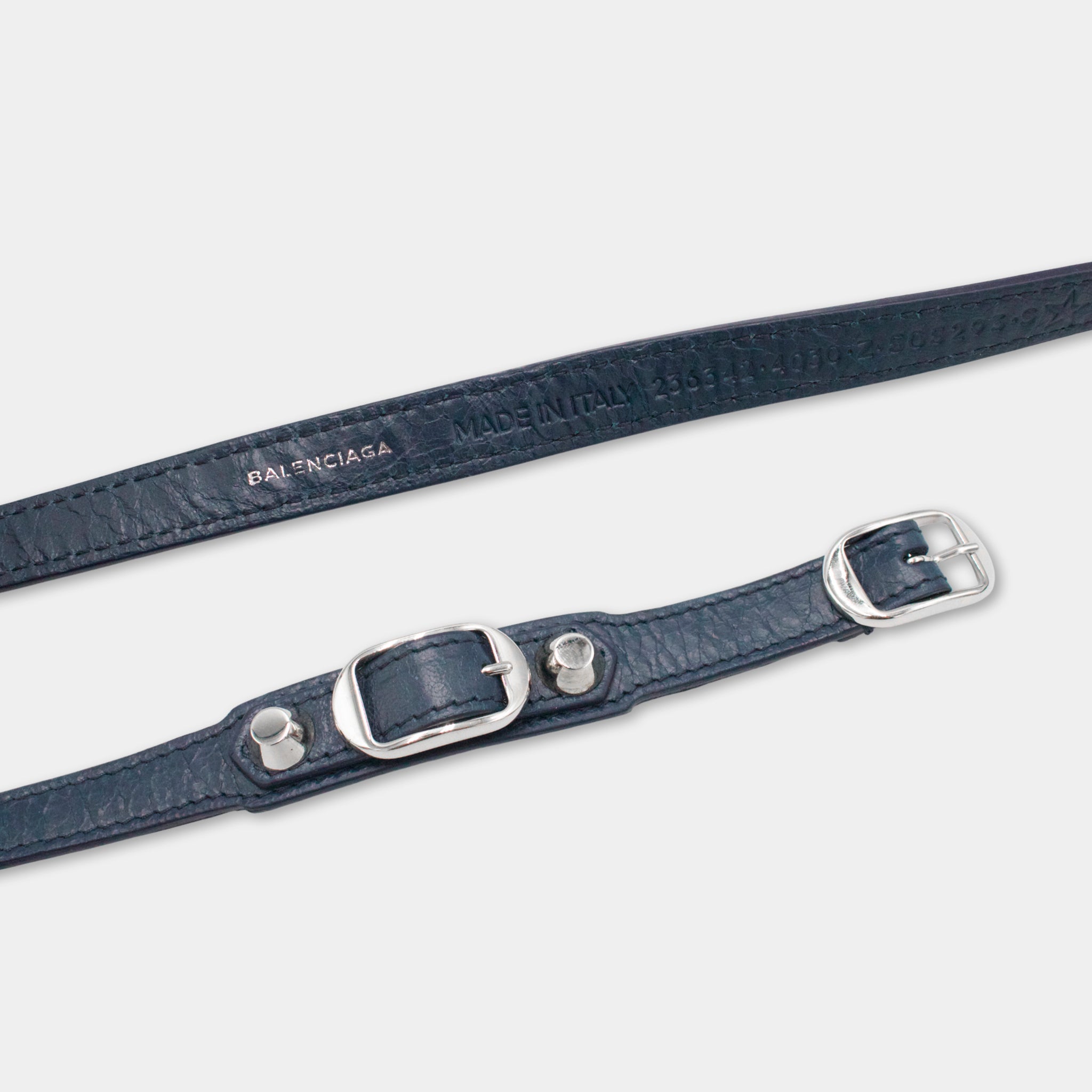 Balenciaga City Navy Studded Leather Bracelet