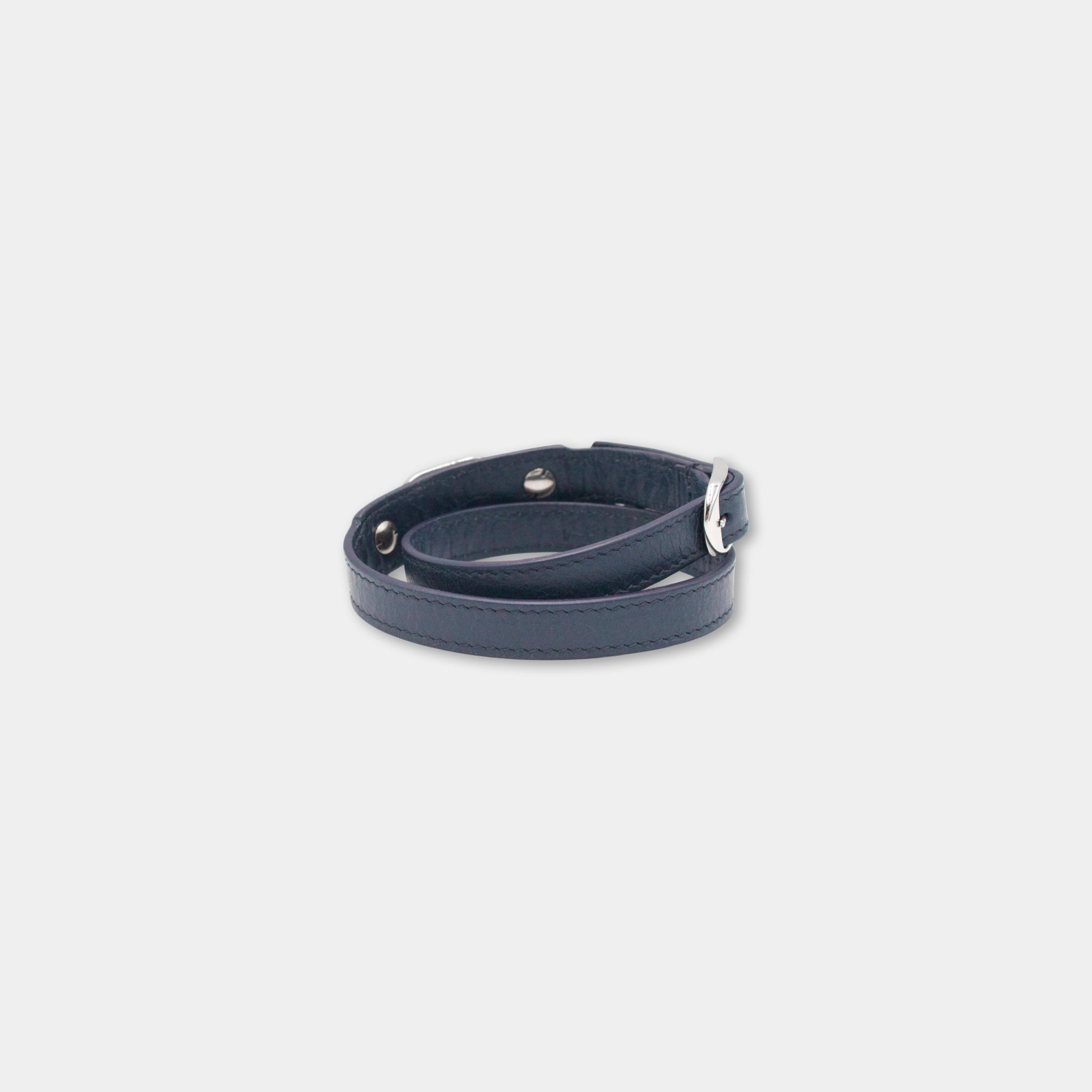 Balenciaga City Navy Studded Leather Bracelet