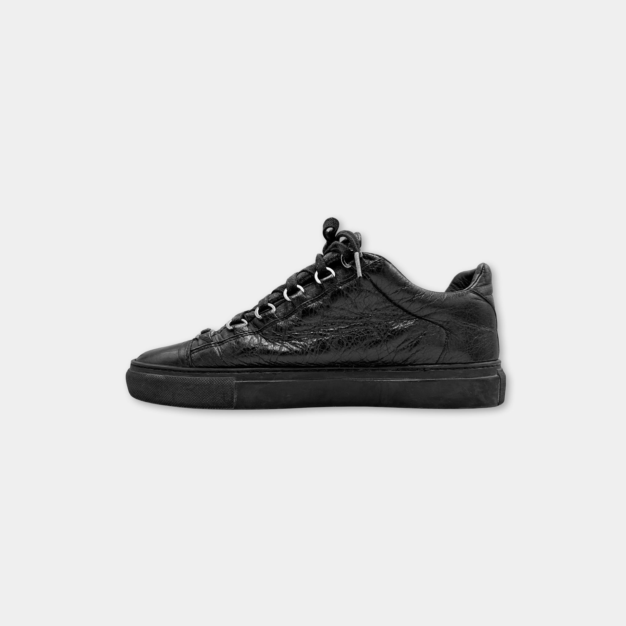 Balenciaga Arena Black Leather Low Top Sneakers