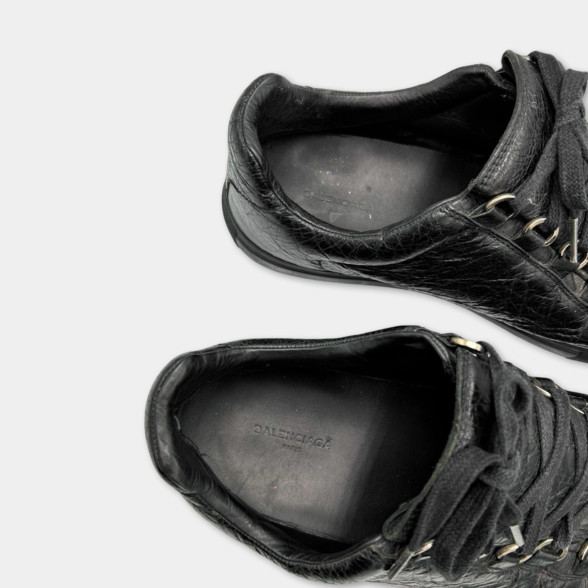 Balenciaga Arena Black Leather Low Top Sneakers