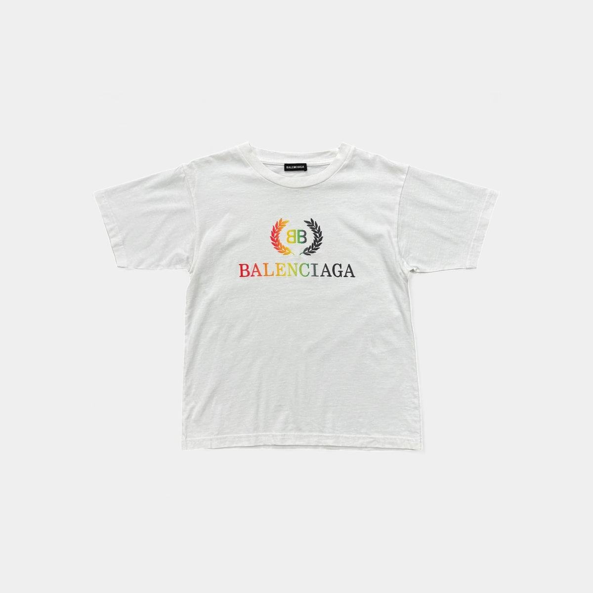 Balenciaga White Rainbow BB Crown Logo T-Shirt