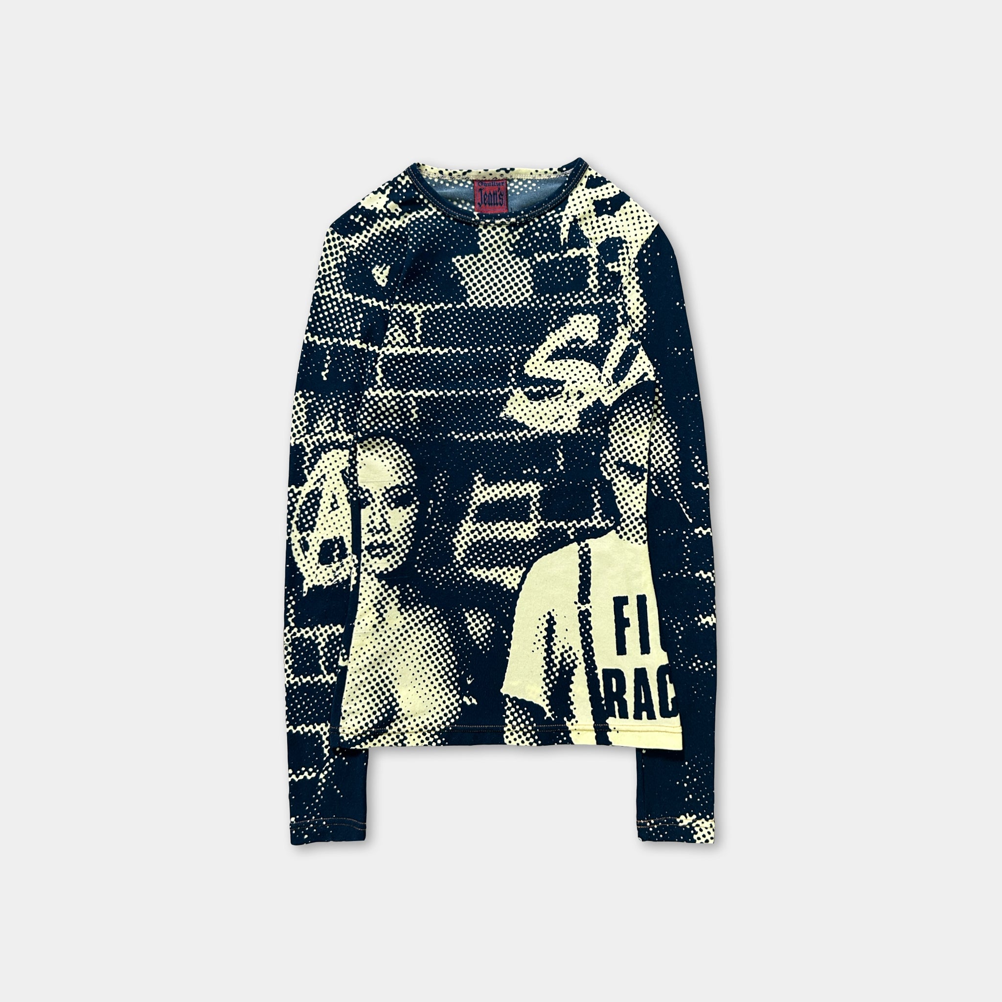 Jean Paul Gaultier 1997 Fight Racism Graphic Mesh Longsleeve Black