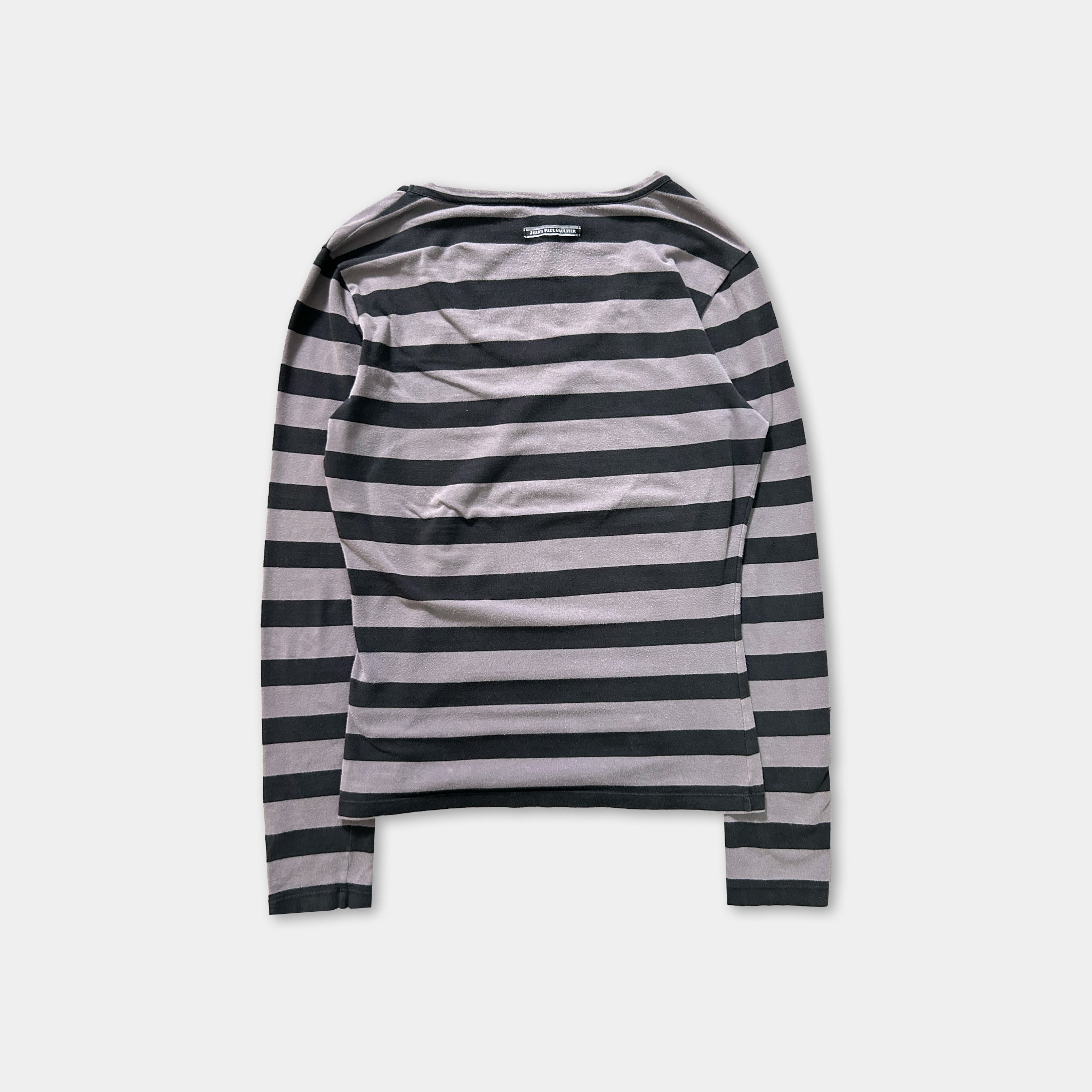 A long-sleeved striped shirt with a simple, classic design.