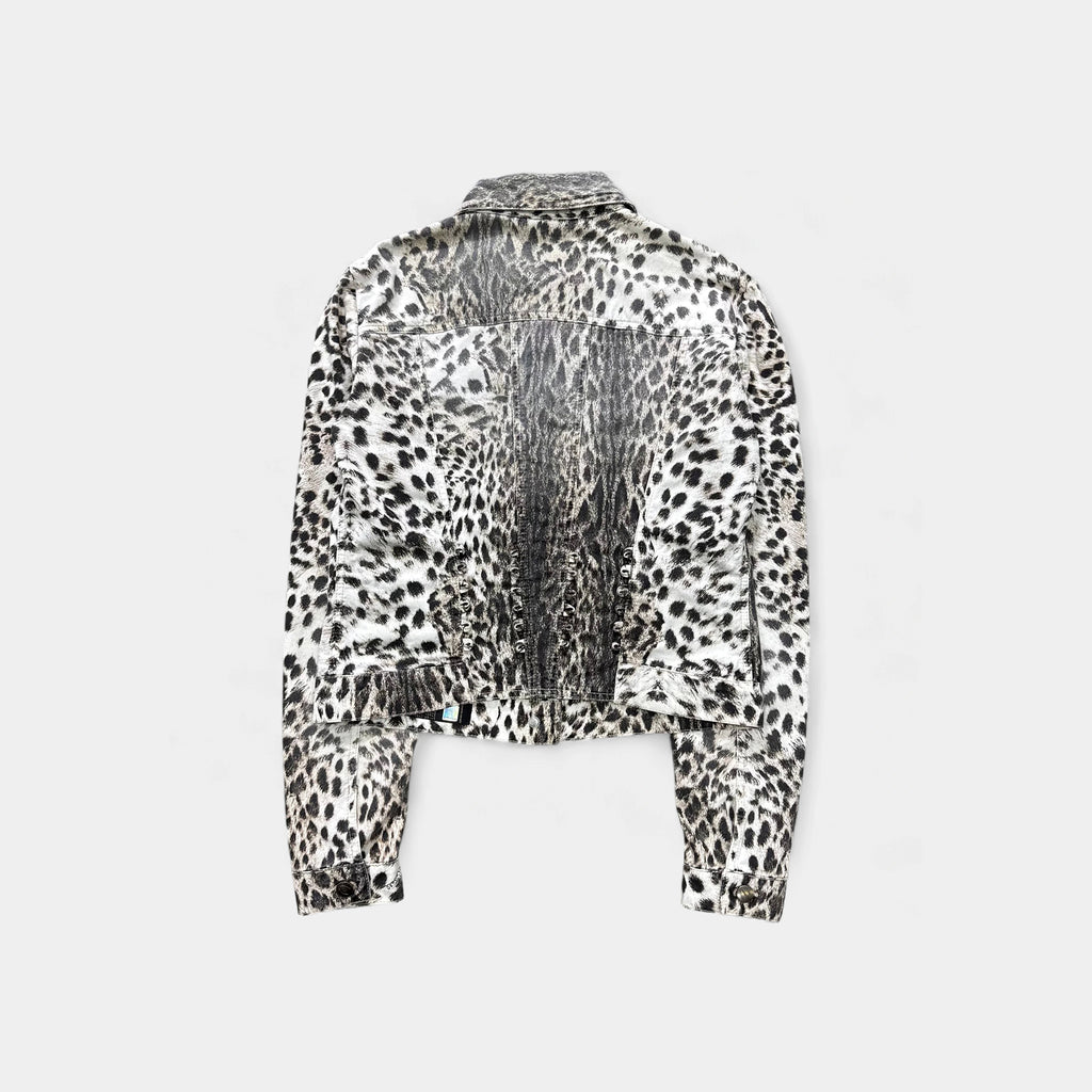 Just Cavalli 2000's Leopard Print Denim Jacket