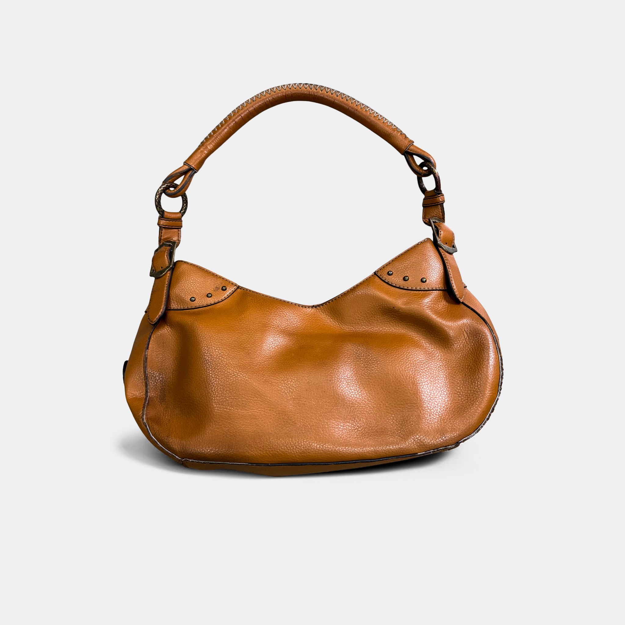 Just Cavalli Vintage Brown Pebbled Leather Hobo Bag