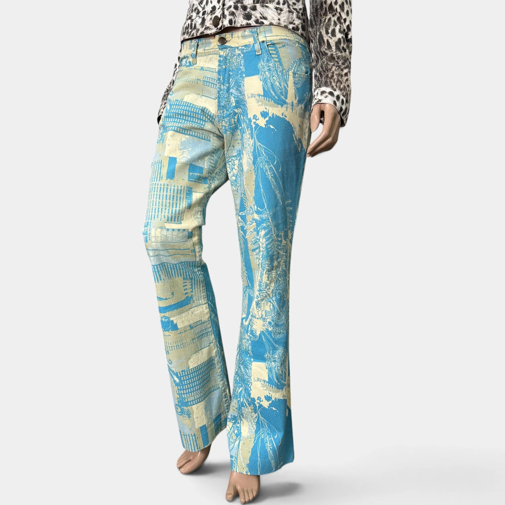 Just Cavalli 2000s 'City' Graphic Flared Pants