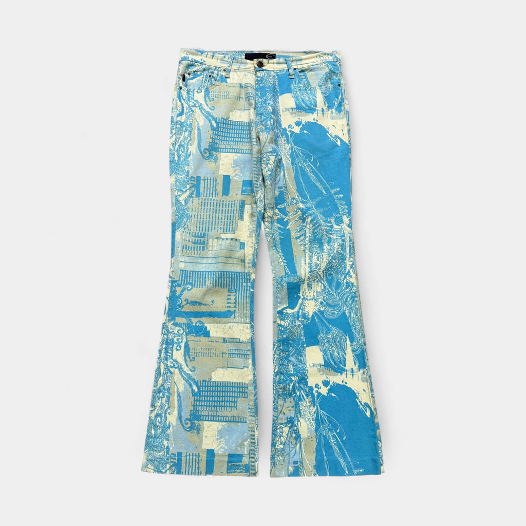 Just Cavalli 2000s 'City' Graphic Flared Pants