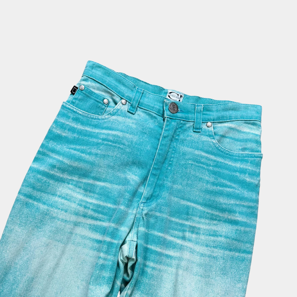 Cavalli Jeans Turquoise Trompe L'oeil Denim Jeans