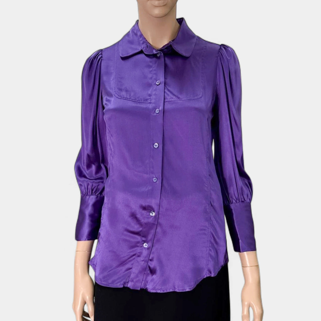 Just Cavalli 2000s Purple Satin Blouse