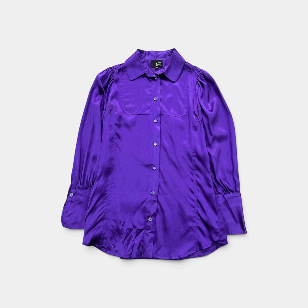 Just Cavalli 2000s Purple Satin Blouse