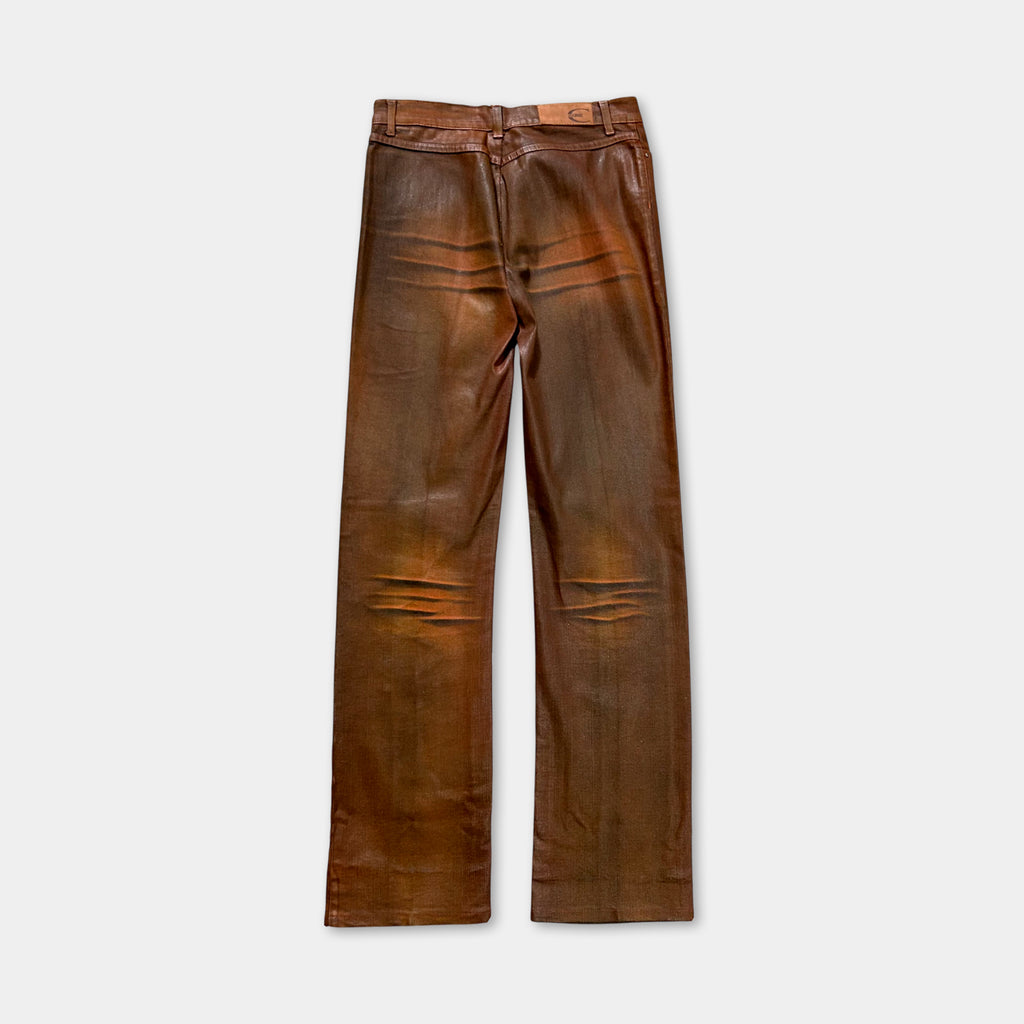 Just Cavalli Brown Waxed on Denim Pants