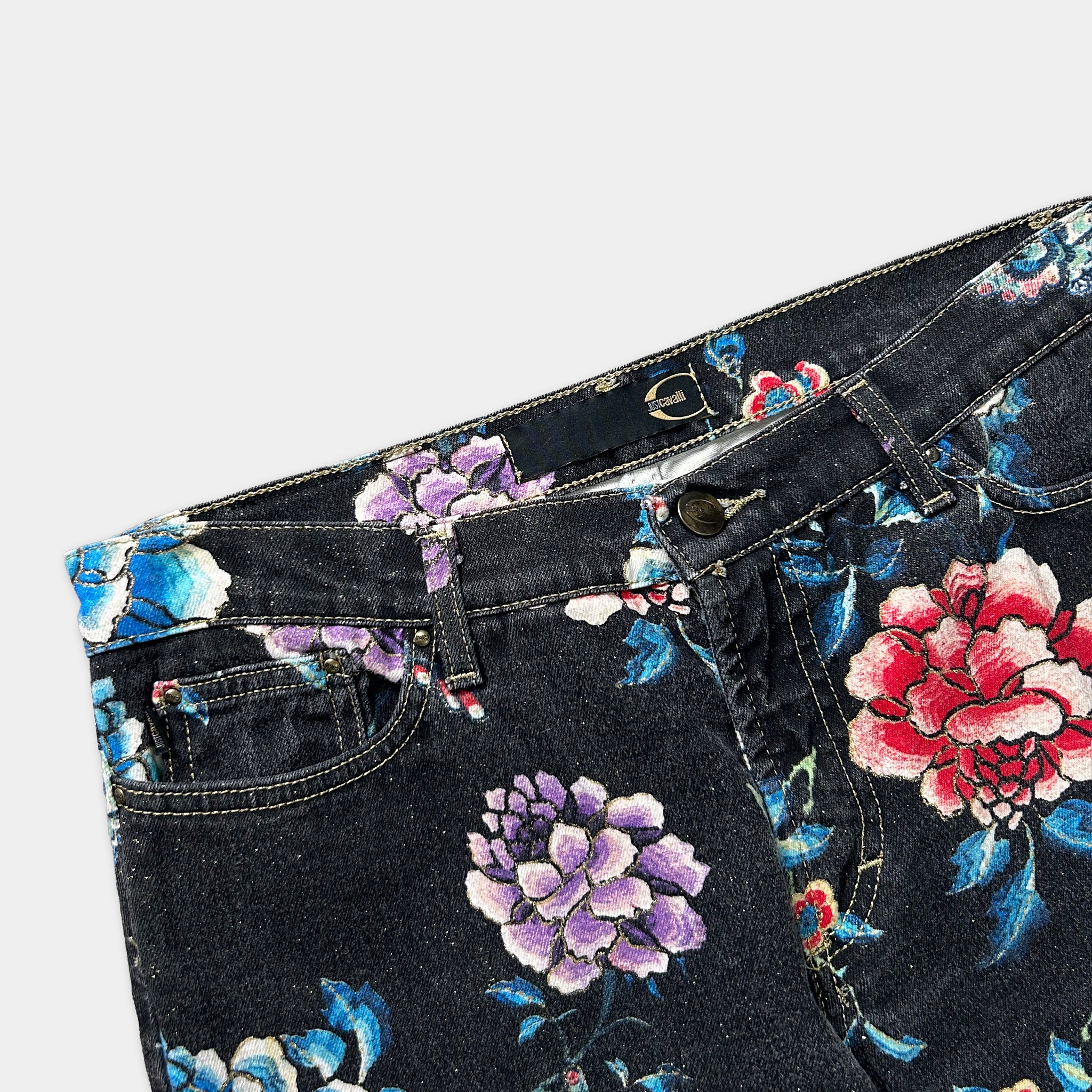 Just Cavalli Floral Glitter Flare Pants