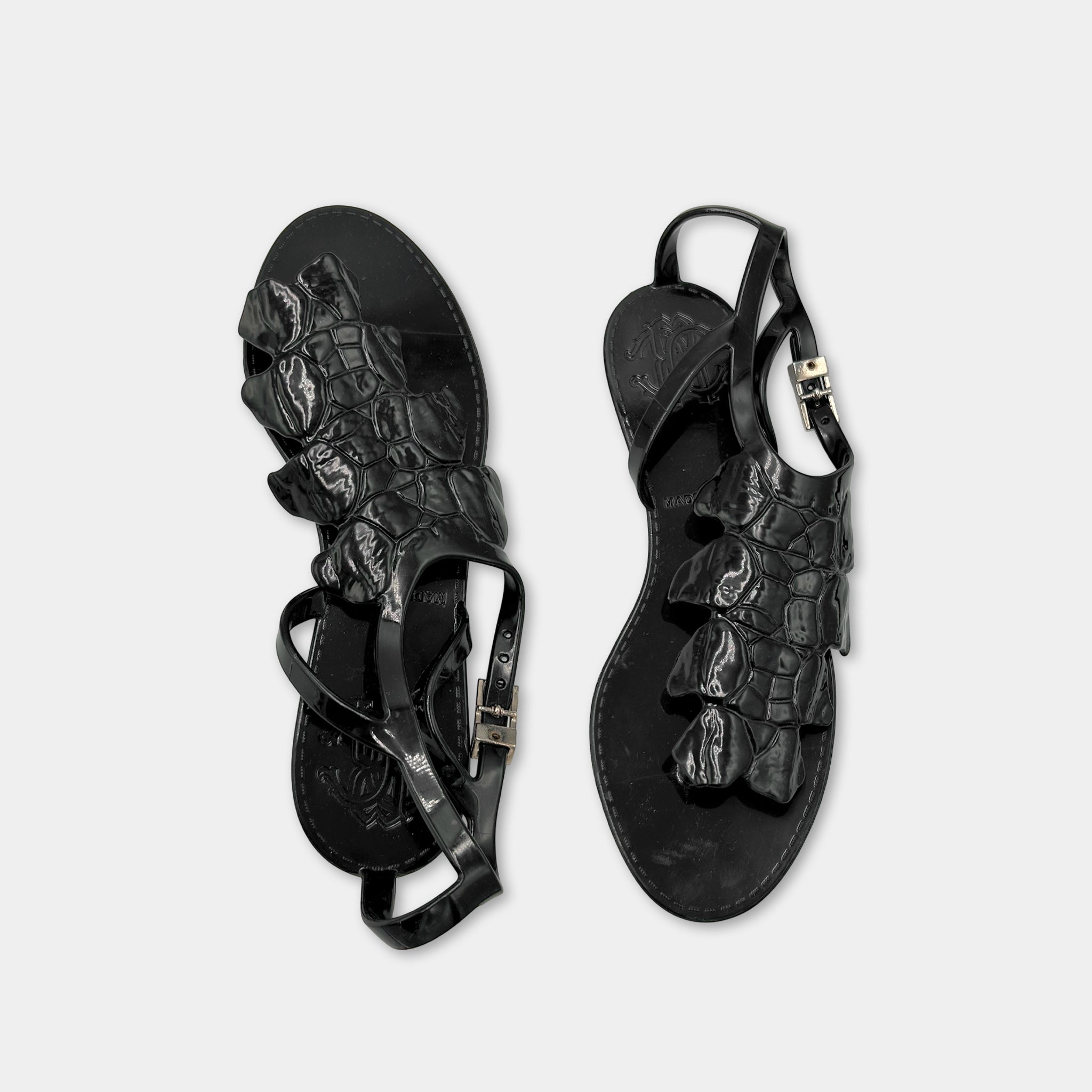 Just Cavalli Black Crocodile Texture Sandals