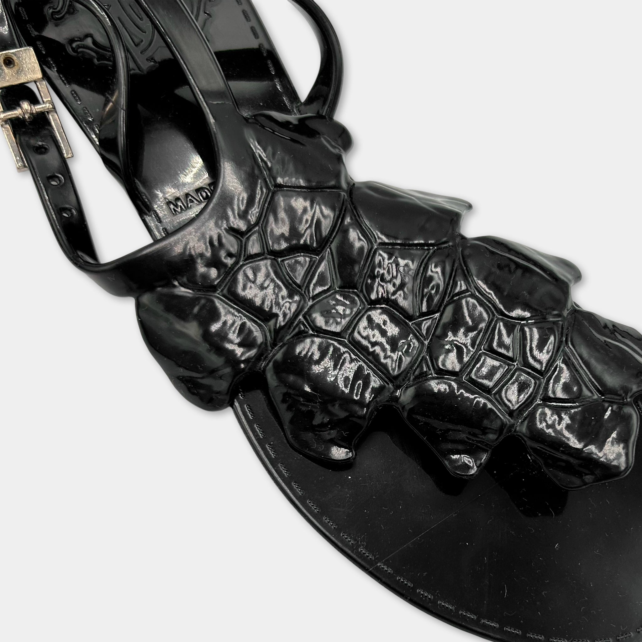 Just Cavalli Black Crocodile Texture Sandals