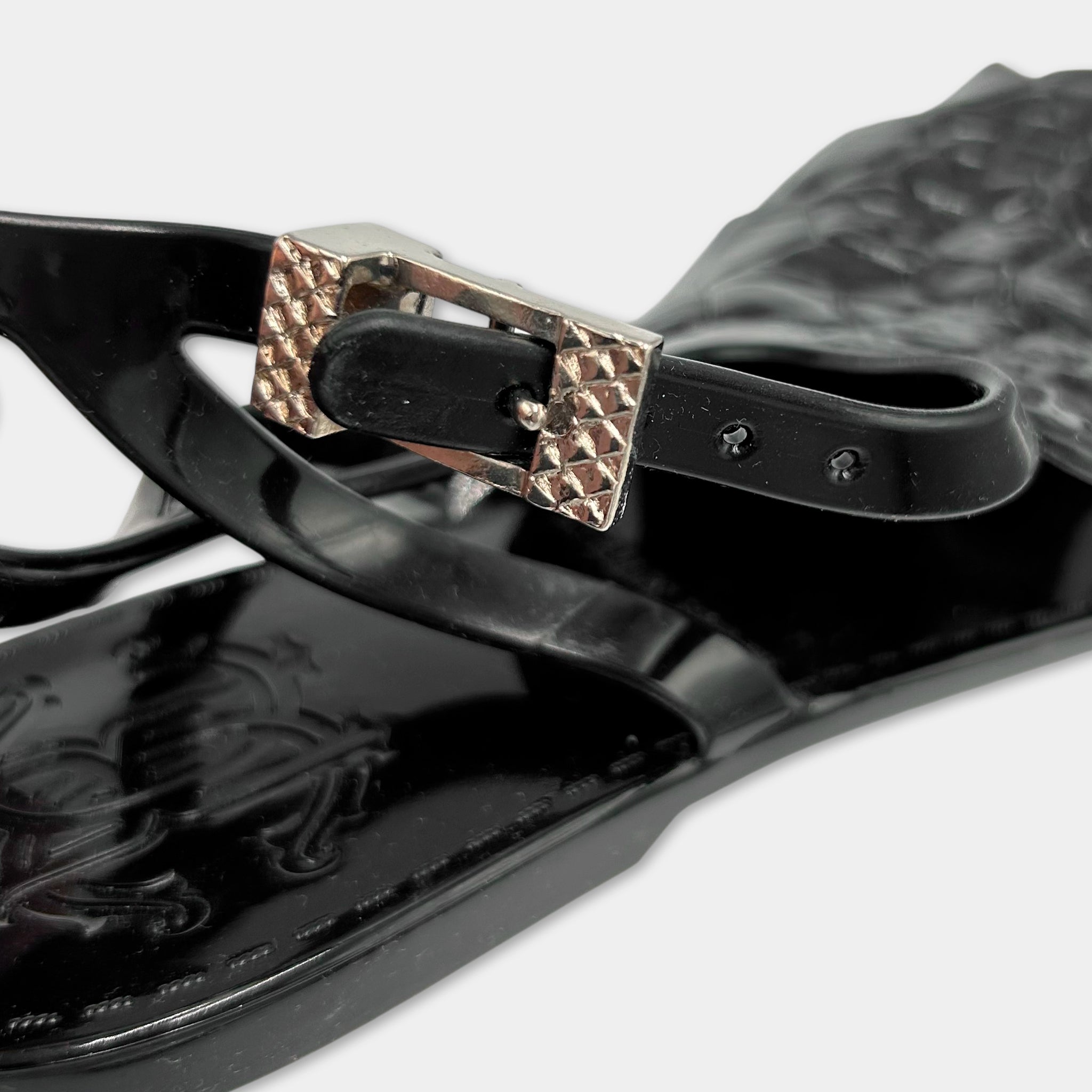 Just Cavalli Black Crocodile Texture Sandals