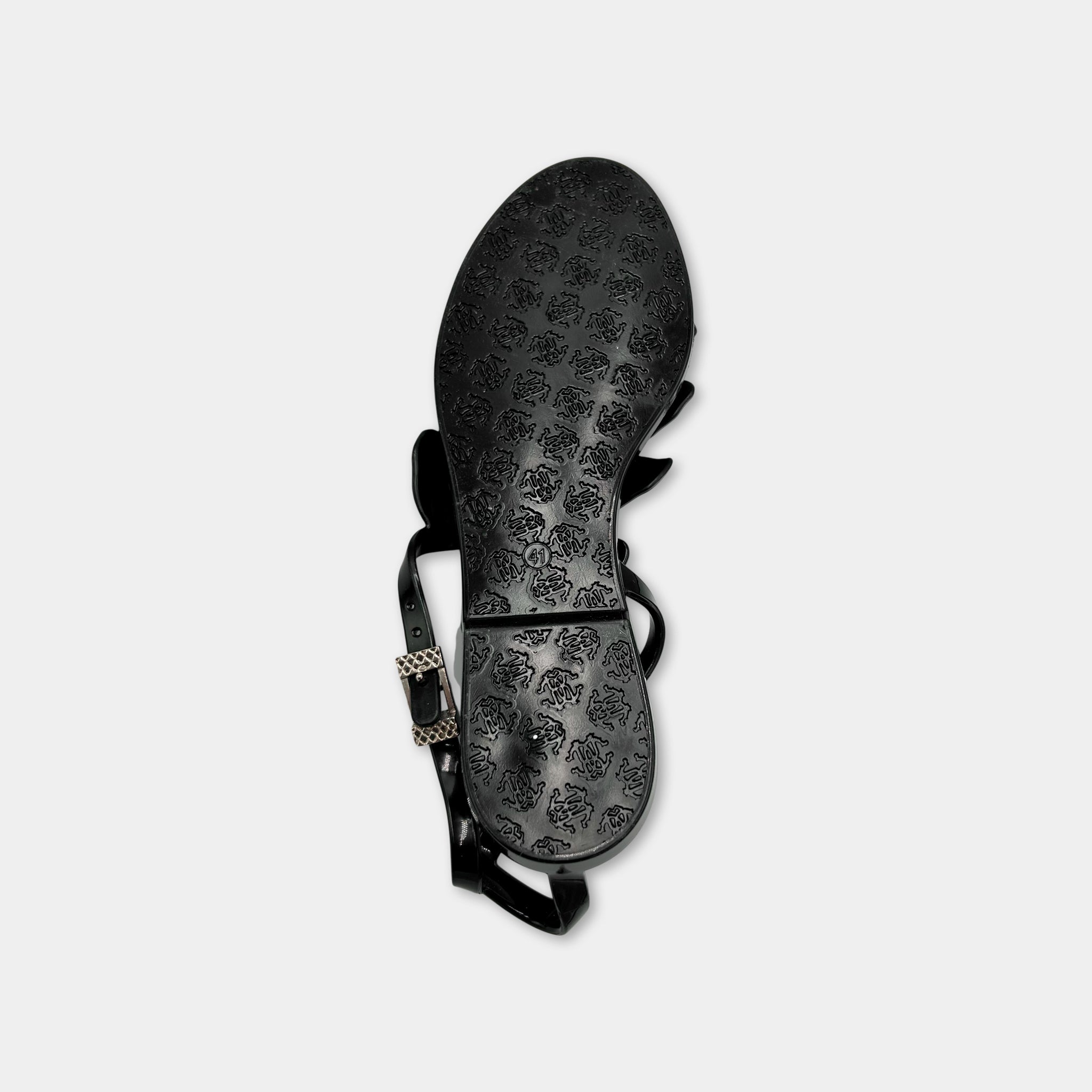 Just Cavalli Black Crocodile Texture Sandals