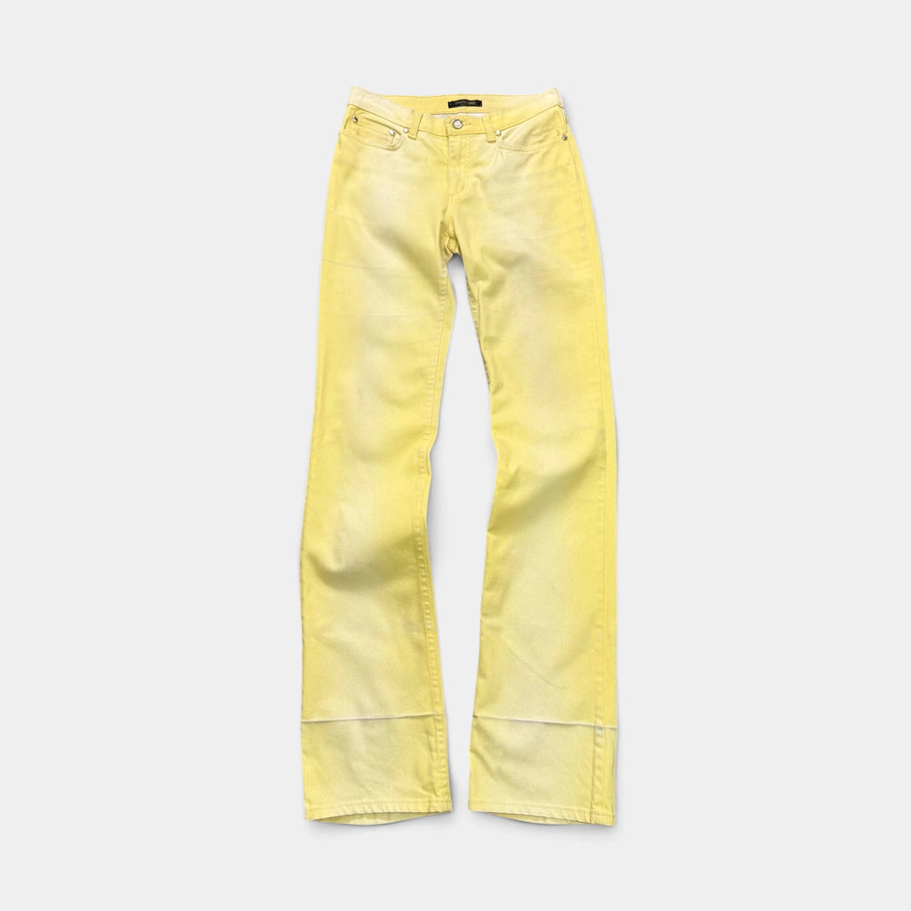 Roberto Cavalli Acid Sunburst Yellow Faded Flare Jeans