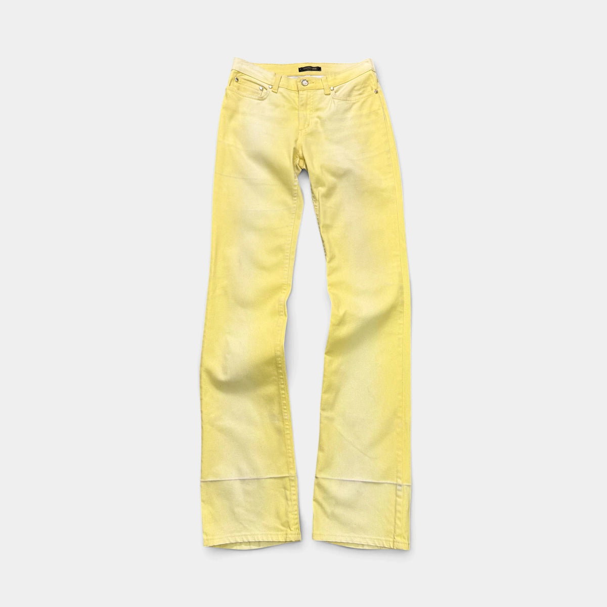 Roberto Cavalli Acid Sunburst Yellow Faded Flare Jeans