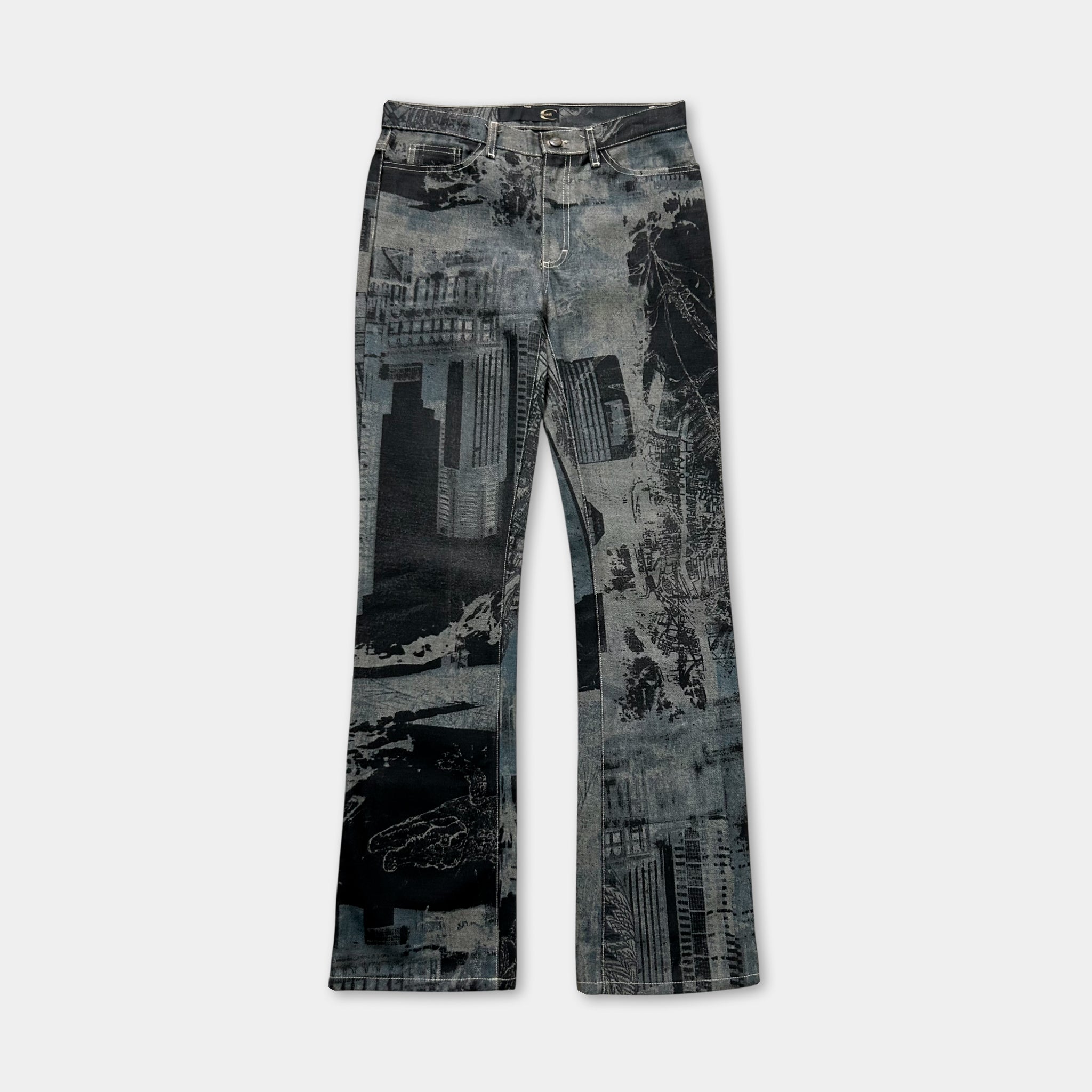Just Cavalli 2000's City Pattern Black Pants