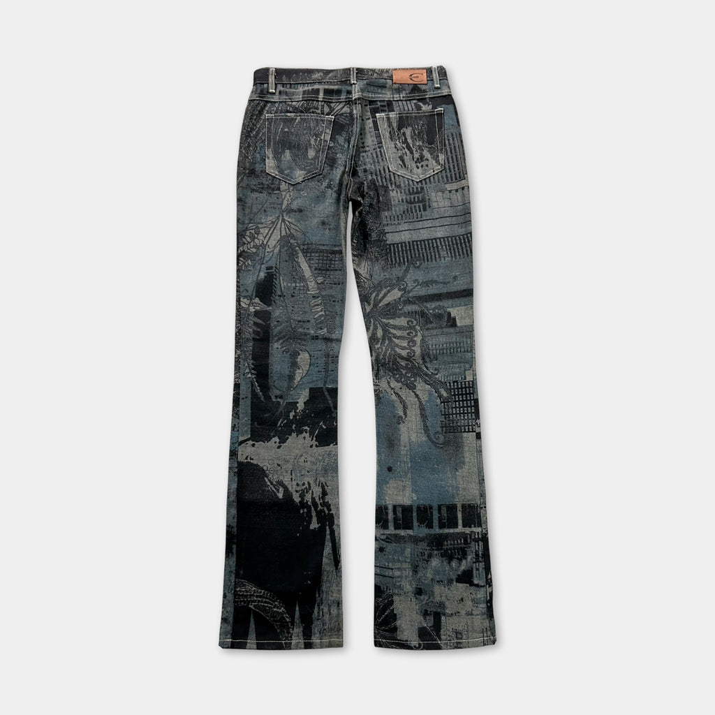 Just Cavalli 2000's City Pattern Black Pants
