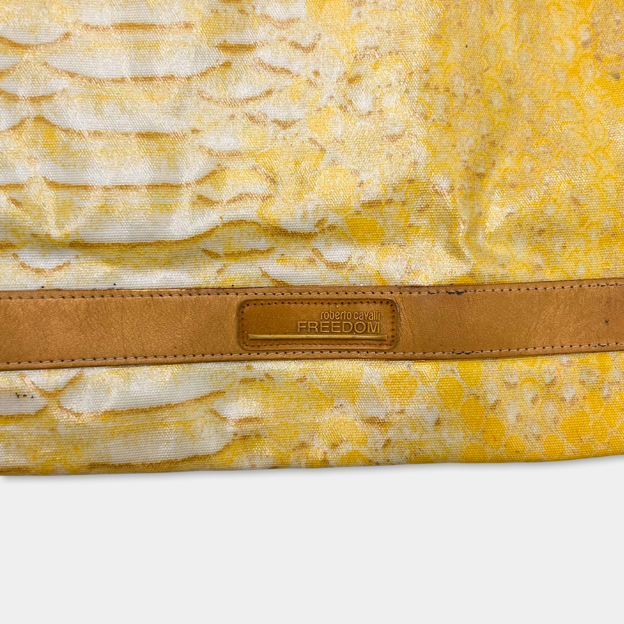 Roberto Cavalli "Freedom" Yellow Snake Print Shoulder Bag